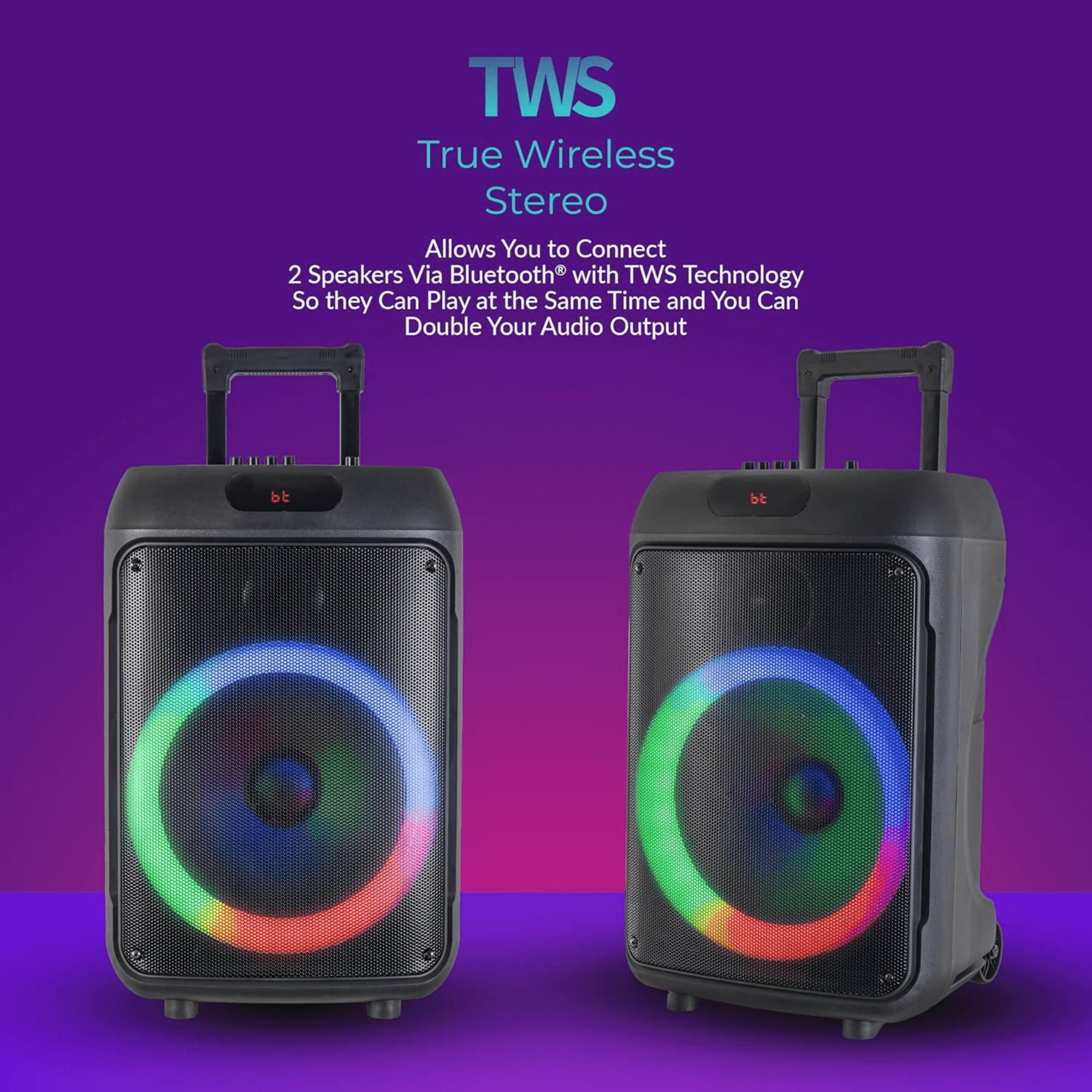 TWS  
True Wireless Stereo  

Allows You to Connect 2 Speakers Via Bluetooth with TWS Technology So they Can Play at the Same Time and You Can Double Your Audio Output