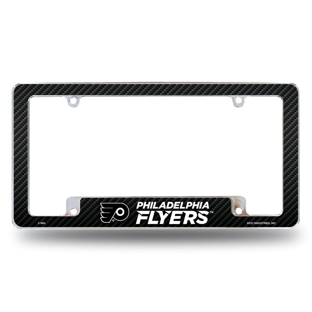 Rico Industries - Philadelphia Hockey Flyers Chrome Metal License Plate Frame - Carbon Fiber Look - Multi