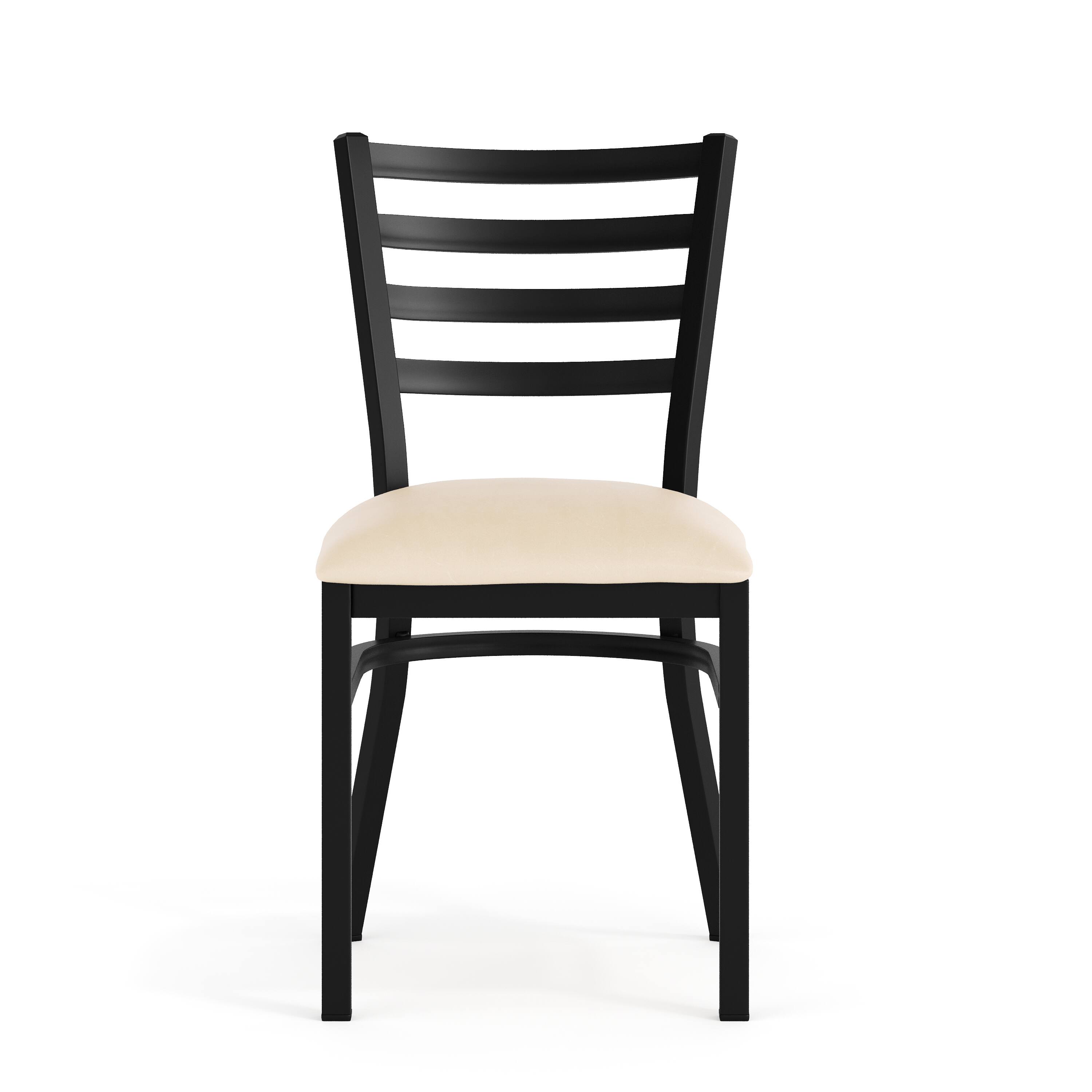 Alt View 9. Emma + Oliver - Ladder Back Metal Restaurant Dining Chair - Tan Vinyl Seat/Black Metal Frame.