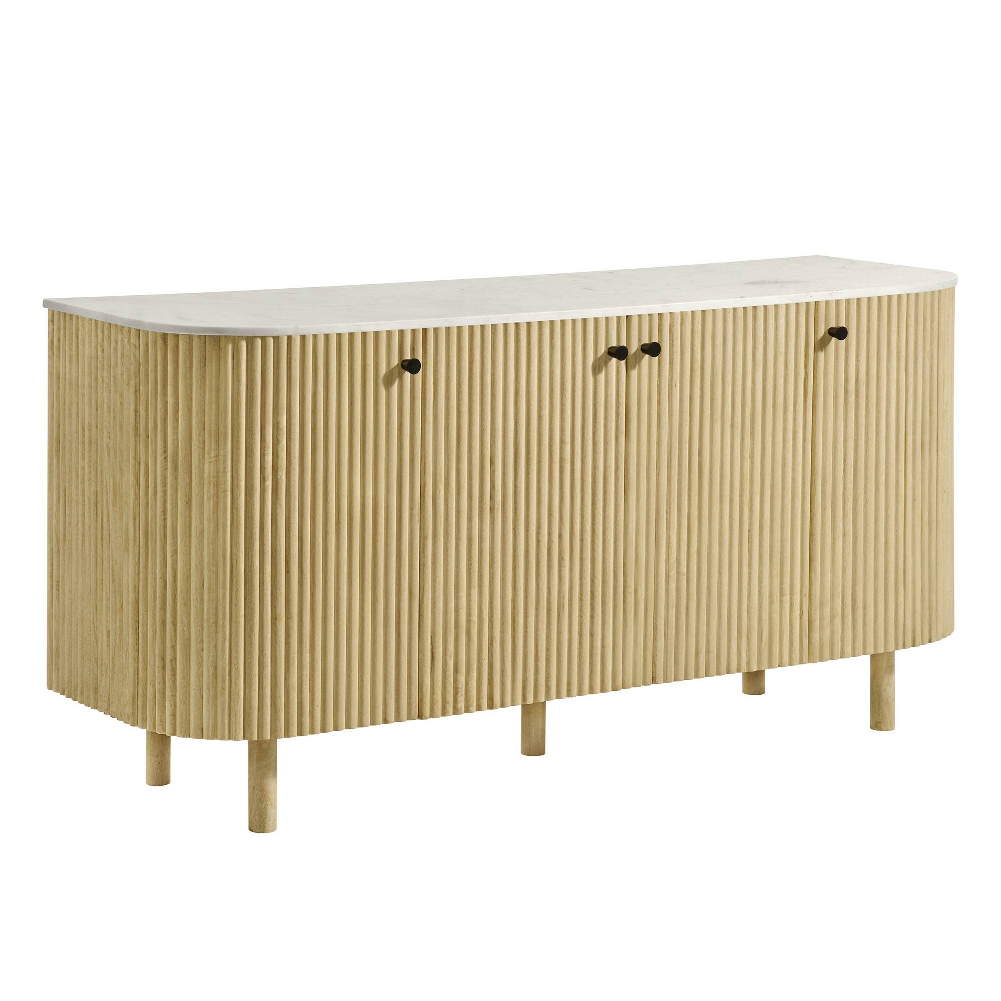 Angle. Modway - Caldera 60" Curved Solid Wood and Marble Sideboard Storage Cabinet by Modway - Natural.