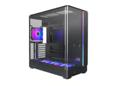 Front. Montech - MONTECH KING 45 PRO ATX Case, Curved Glass, Chimney Airflow, 360mm Radiator, 6 ARGB Fans, Black - Black.