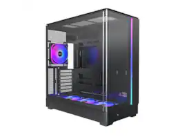 Montech - KING 45 PRO ATX Case, Curved Glass, Chimney Airflow, 360mm Radiator, 6 ARGB Fans, Black - Black