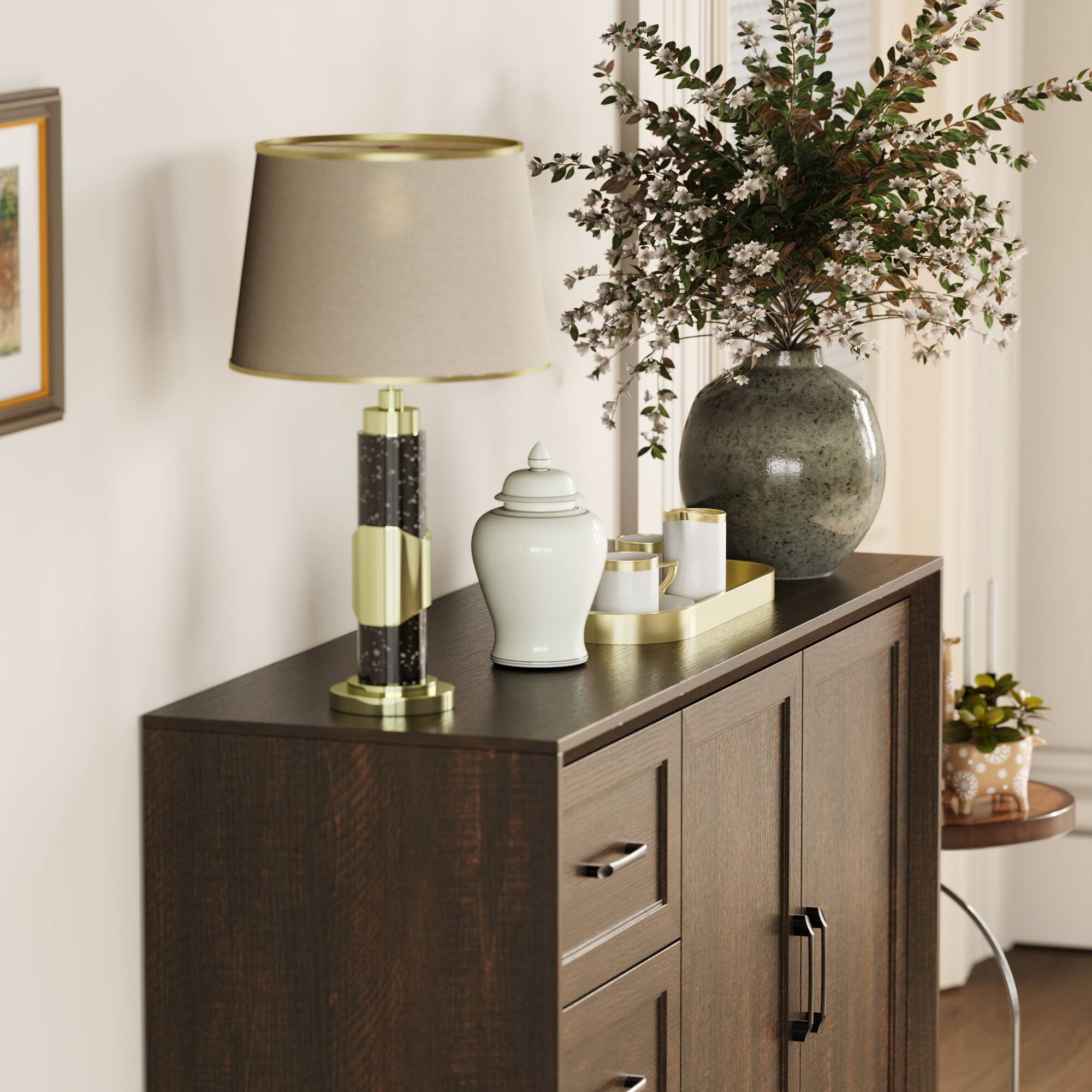 Alt View 5. FUFU & GAGA - Multi-Purpose Modern Display Storage Cabinet for Living Room with Drawers & Shelves Organization Unit - Brown.