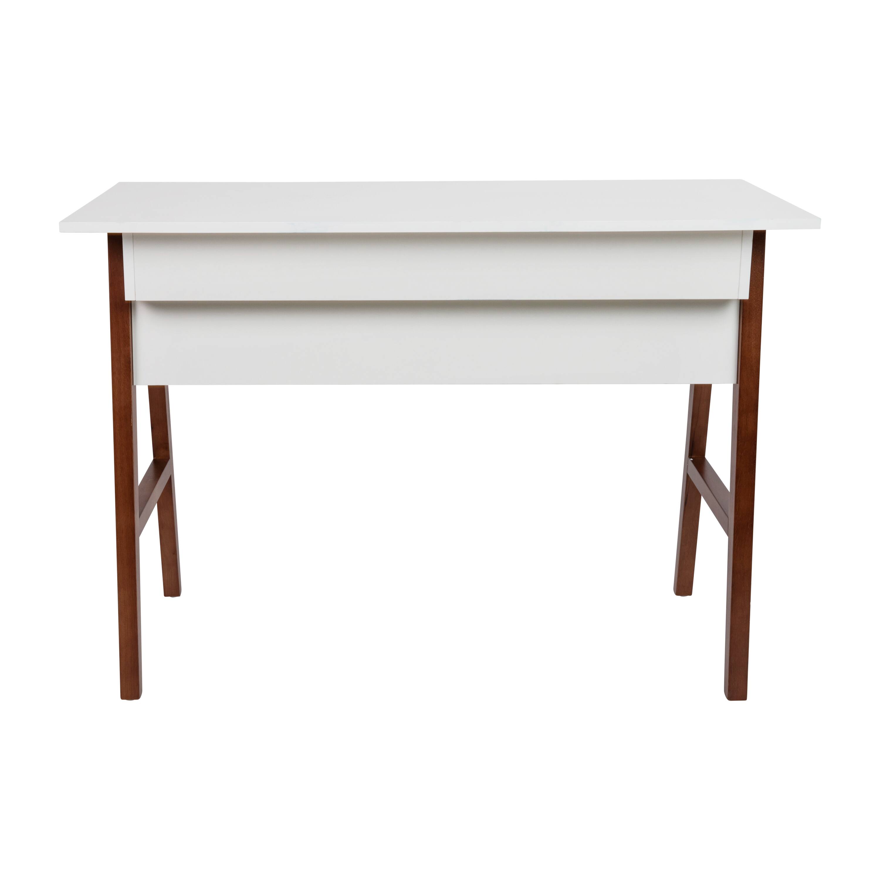 Alt View 5. Emma + Oliver - Home Office Writing Computer Desk with Drawer - Table Desk - White Top/Walnut Frame.