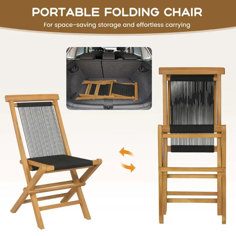 PORTABLE FOLDING CHAIR: For space-saving storage and effortless carrying.