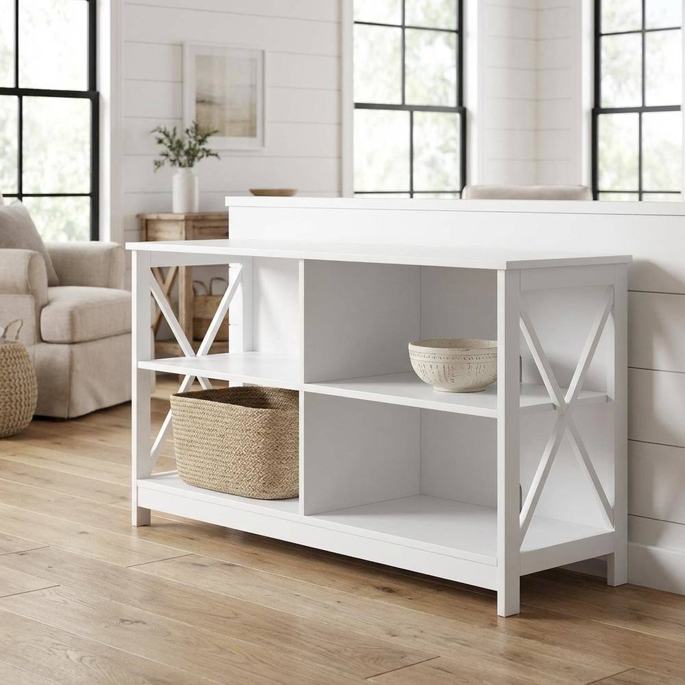 Alt View 1. FurniFact - White MDF TV Stand with Clean Design and Ample Storage - White.