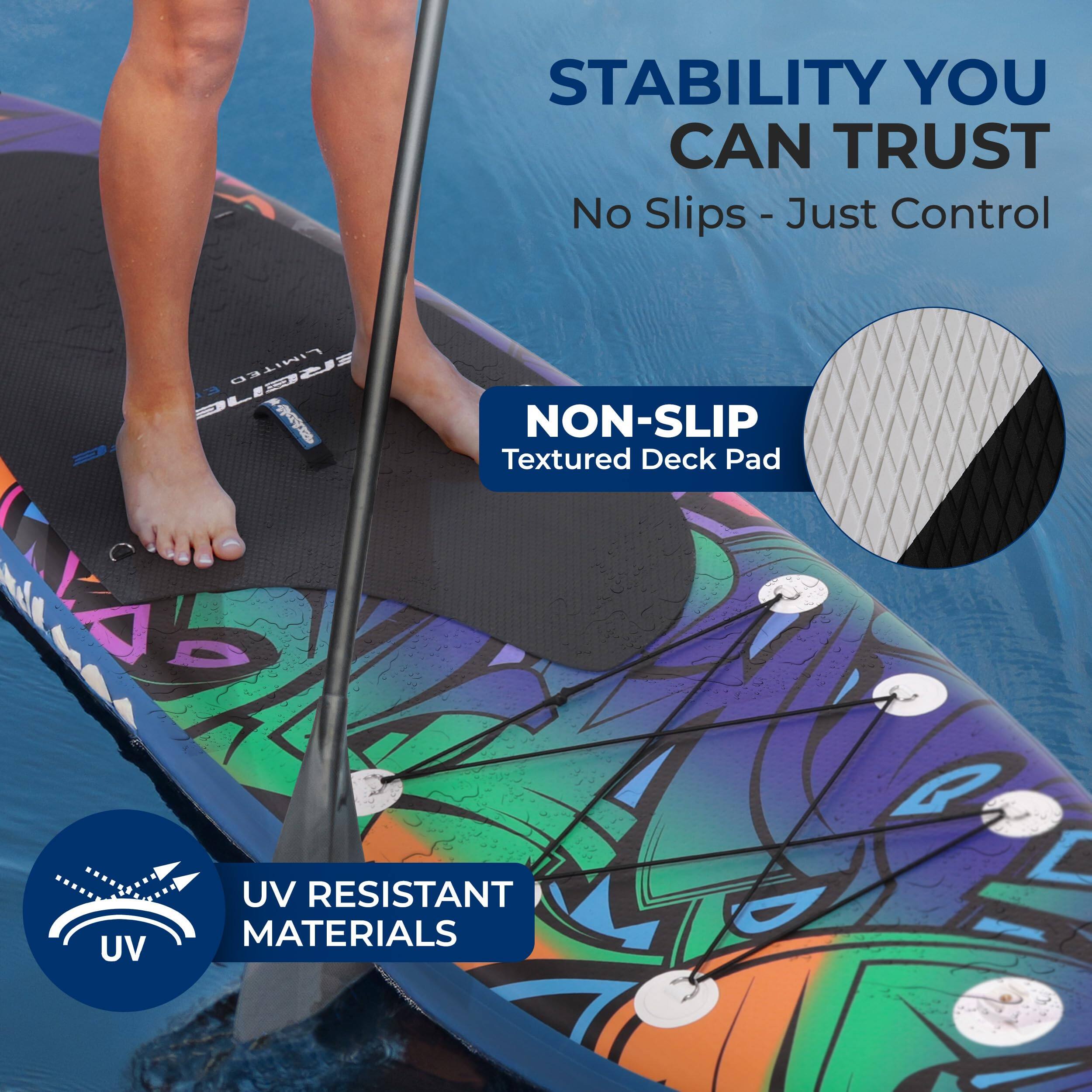 STABILITY YOU CAN TRUST  
No Slips - Just Control  

NON-SLIP  
Textured Deck Pad  

UV RESISTANT MATERIALS