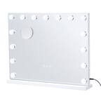 Front. VEVOR - Hollywood Vanity Mirror With Lights,15 Dimmable Bulbs &3 Color Lighting, Makeup Mirror w/ Detachable 5X Magnification - White.
