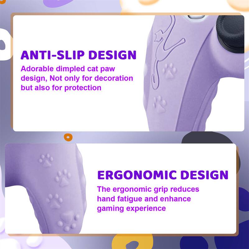 ANTI-SLIP DESIGN  
Adorable dimpled cat paw design, Not only for decoration but also for protection  

ERGONOMIC DESIGN  
The ergonomic grip reduces hand fatigue and enhances gaming experience