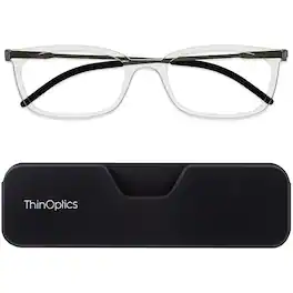 ThinOptics - Connect Reading Glasses with Black Full Frame Pod - +1.50 - Clear