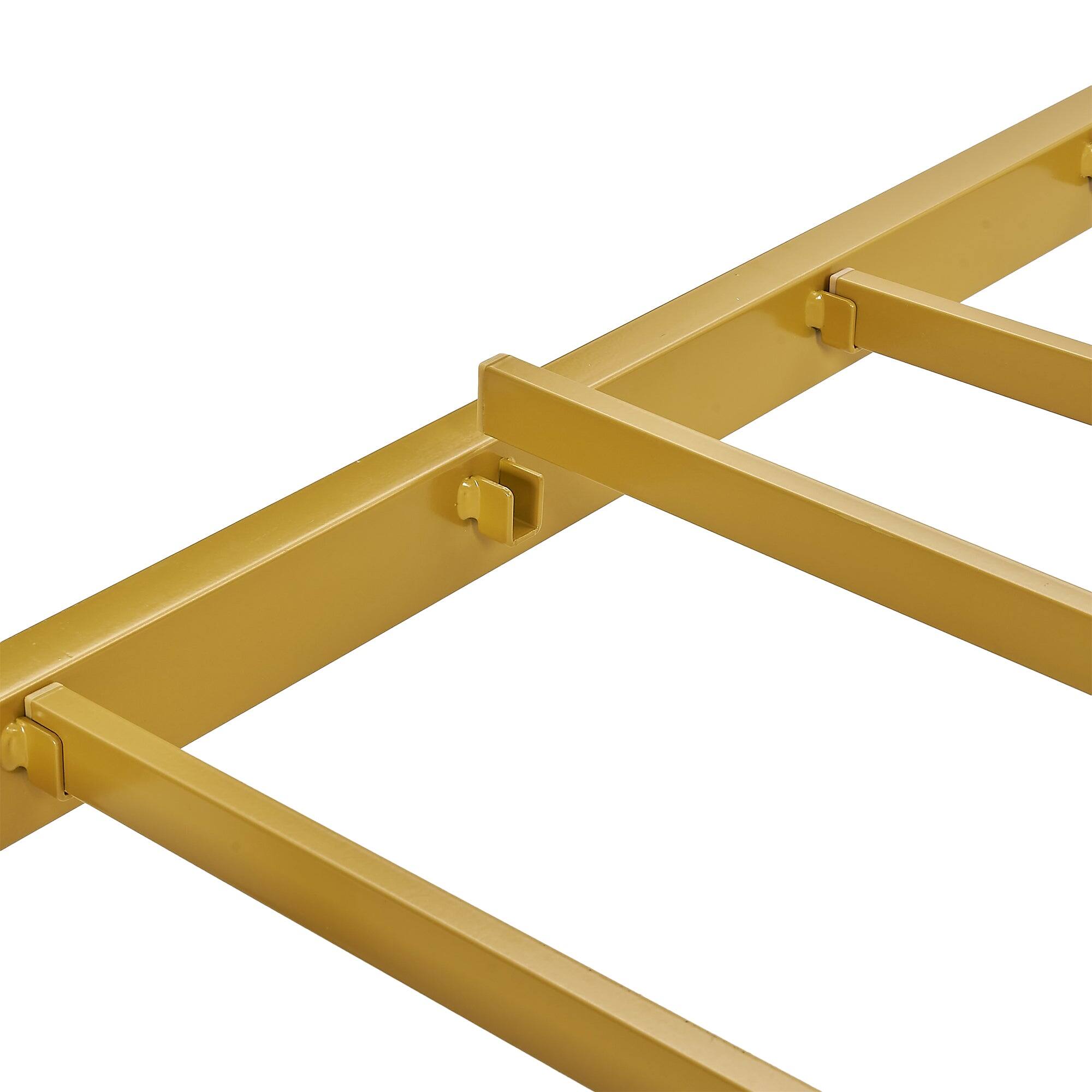 Left. Vecelo - Twin Size Metal Platform Bed Frame,Sturdy Slats Support Mattress Foundation, No Box Spring Needed,Gold - Gold.