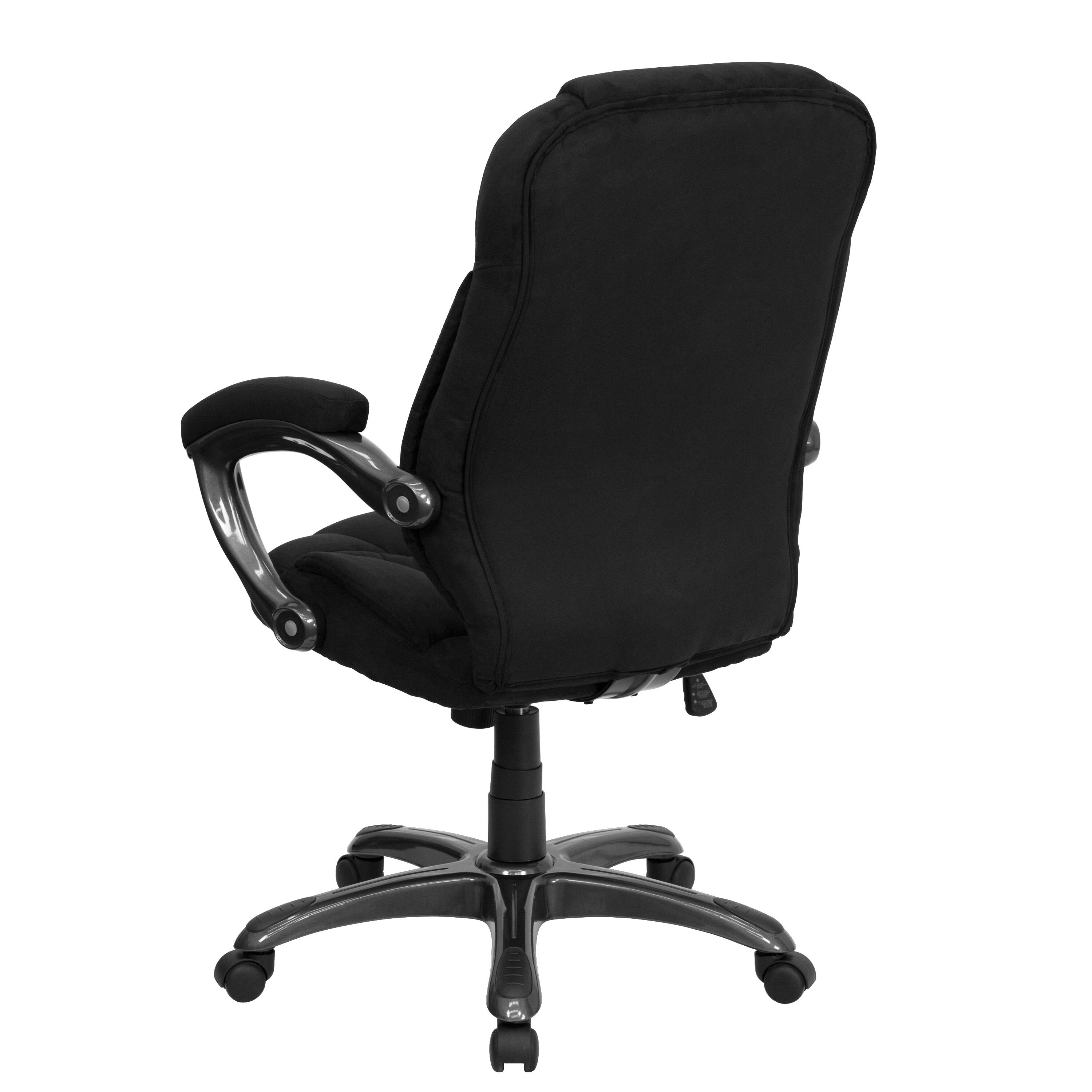 Alt View 5. Emma + Oliver - High Back Executive Ergonomic Office Chair with Silver Nylon Base and Arms - Black Microfiber.