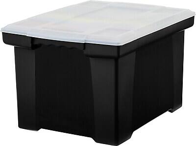 Alt View 1. Storex - Storex Storage Plastic File Tote with Comfort Grips, Letter/Legal Size, Black/Clear (61528U01C) - Black and clear.