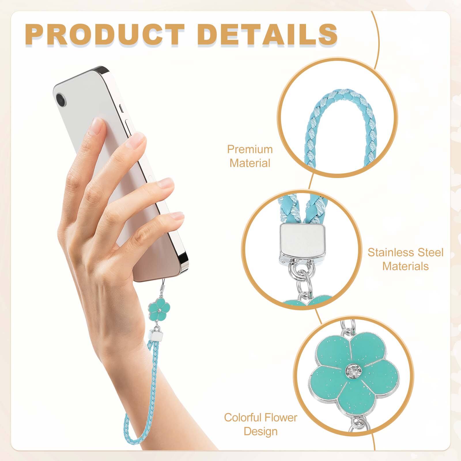 Unique Bargains 3pcs Creative Braided Flower Phone Charm Wrist Lanyard ...