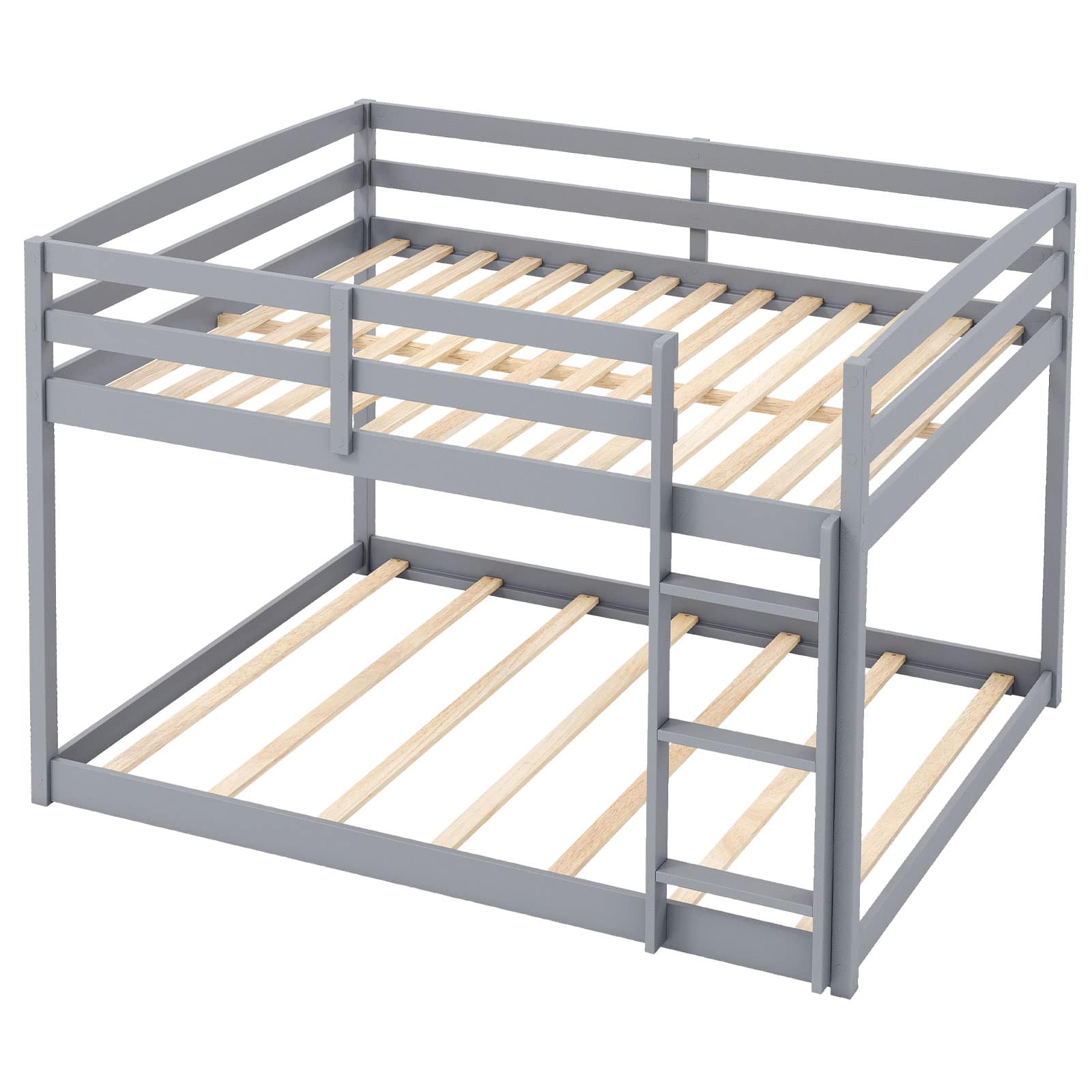 Front. Costway - Costway Full Over Full Bunk Bed with Full-length Guardrails & Integrated Ladder - Gray.
