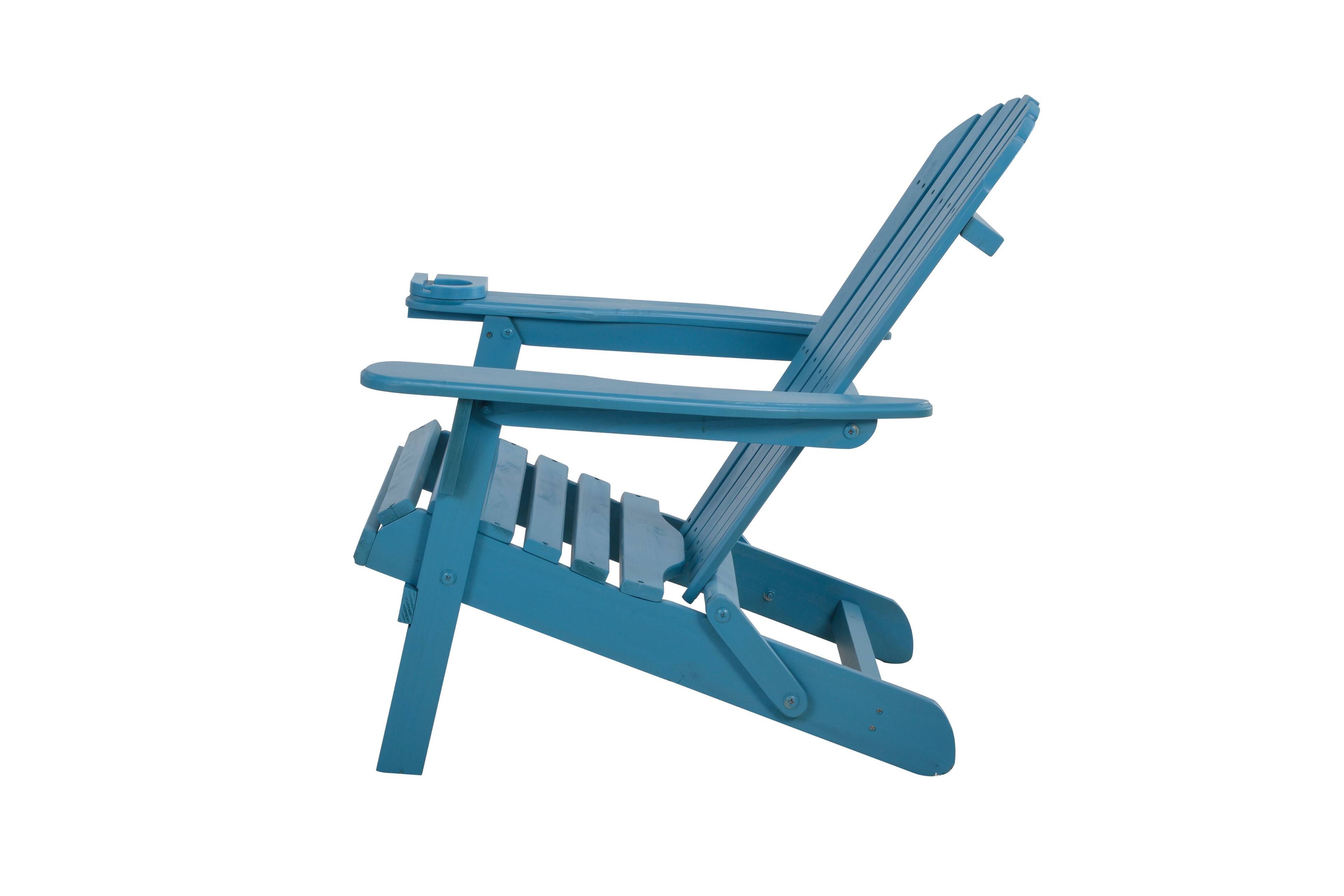 Alt View 1. Jiallo - Foldable Adirondack Chair with cup holder Bristro Set, 2 Chairs with cup holders and 1 End Table - SKY BLUE.