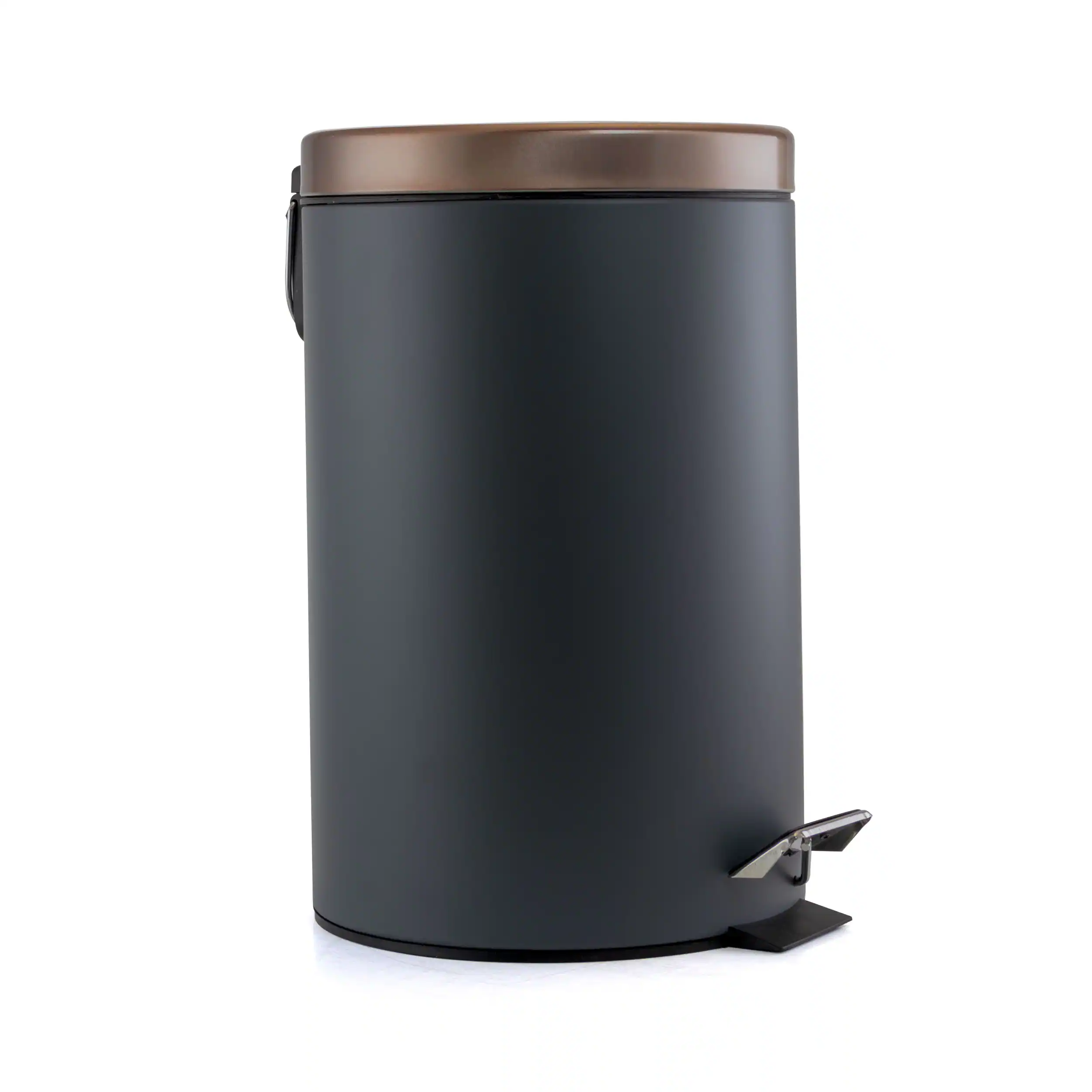 Front. Elama - Elama 3 Gallon Stylish Grey and Copper Soft Pedal Office, Kitchen and Bathroom Trash Bin - Silver.