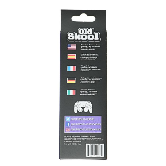 Old Skool
Extends the distance between Gamecube and IN controller
Compatible with any Gamecube- controller
Entiende N distancia wire Gamecube 1 6 controlador , Compatible nao cualquier controlador Gamecube
Allonge  distance vdn Gamecube et lia manette Compatible DOVE toute  Gamecube
Verlngert wh abstand zwischen Gamecube and der controder Kompetibel floo jedwn Gantecube controller
Estende la distanza  Gamecube controller Competible con qualaleal Controller Gamecube
@OLDSKOOLACCESS f @OLDSKOOLACCESSORIES @OLDSKOOLACCESSORIES
PIO SkoolD al I registered Yademark of Old Shool Nintendo@ and Gamecube n trademarks of Nintendo  This M on Shoot8 product and 11 Ion manufactured, endorsed, or distributed by Nintendo Copyright 2020 Old Skool Model: 05-1156
45921
90778