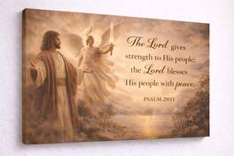 FC Design - Large Radiant Strength Angel Canvas 24x36" Ready-to-Hang Religious Art Painting Home Wall Decor - MultiColor