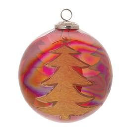 BreeBe - Tree Etched Ball Ornament (Set of 4) - Red, Gold