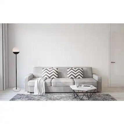 Front. Living District - Eclipse 1 Light Black Floor Lamp With Frosted White Glass - Black And Frosted White.