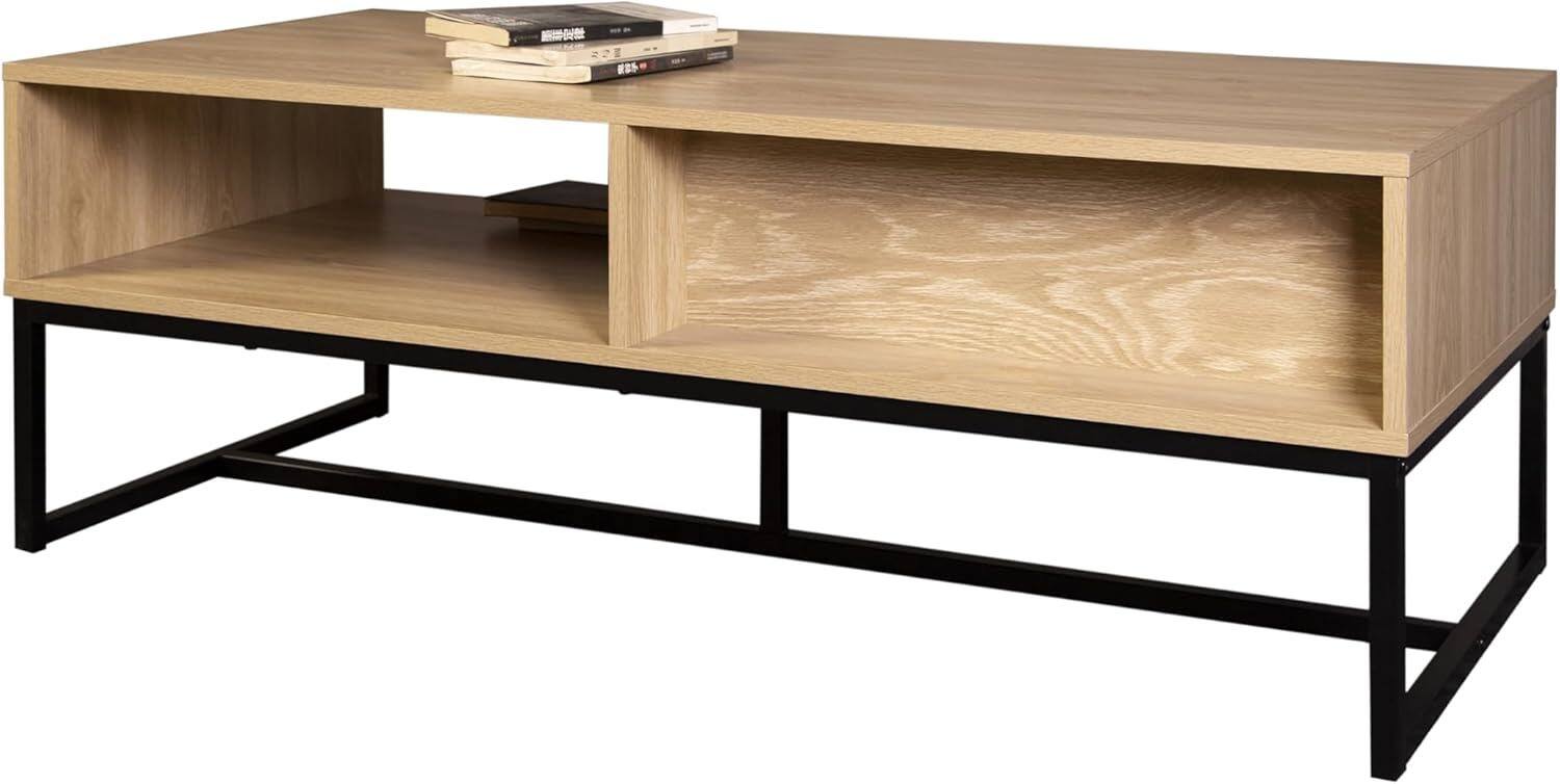 Alt View 1. Spaco - Spaco Modern 47" TV Stand, Natural Wood Console with Storage Cubby and Drawer, for Living Room and Bedroom - Black.