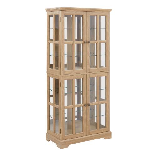 Alt View 7. LUCKY ONE - Freestanding Antique Curio Display Cabinet with Glass Doors Adjustable Shelves E26 Bulb for Collectibles - Oak.
