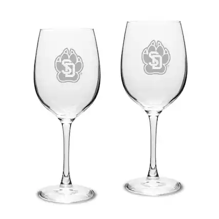 Front. Jardine - South Dakota Coyotes 2-Piece 16oz. Traditional White Wine Glass Set - Multicolor.