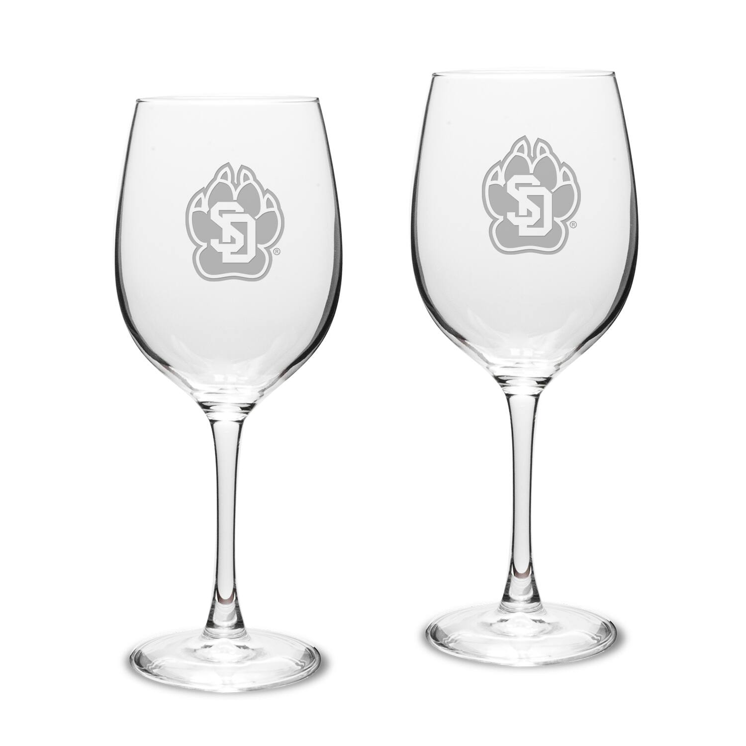 Front. Jardine - South Dakota Coyotes 2-Piece 16oz. Traditional White Wine Glass Set - Multicolor.