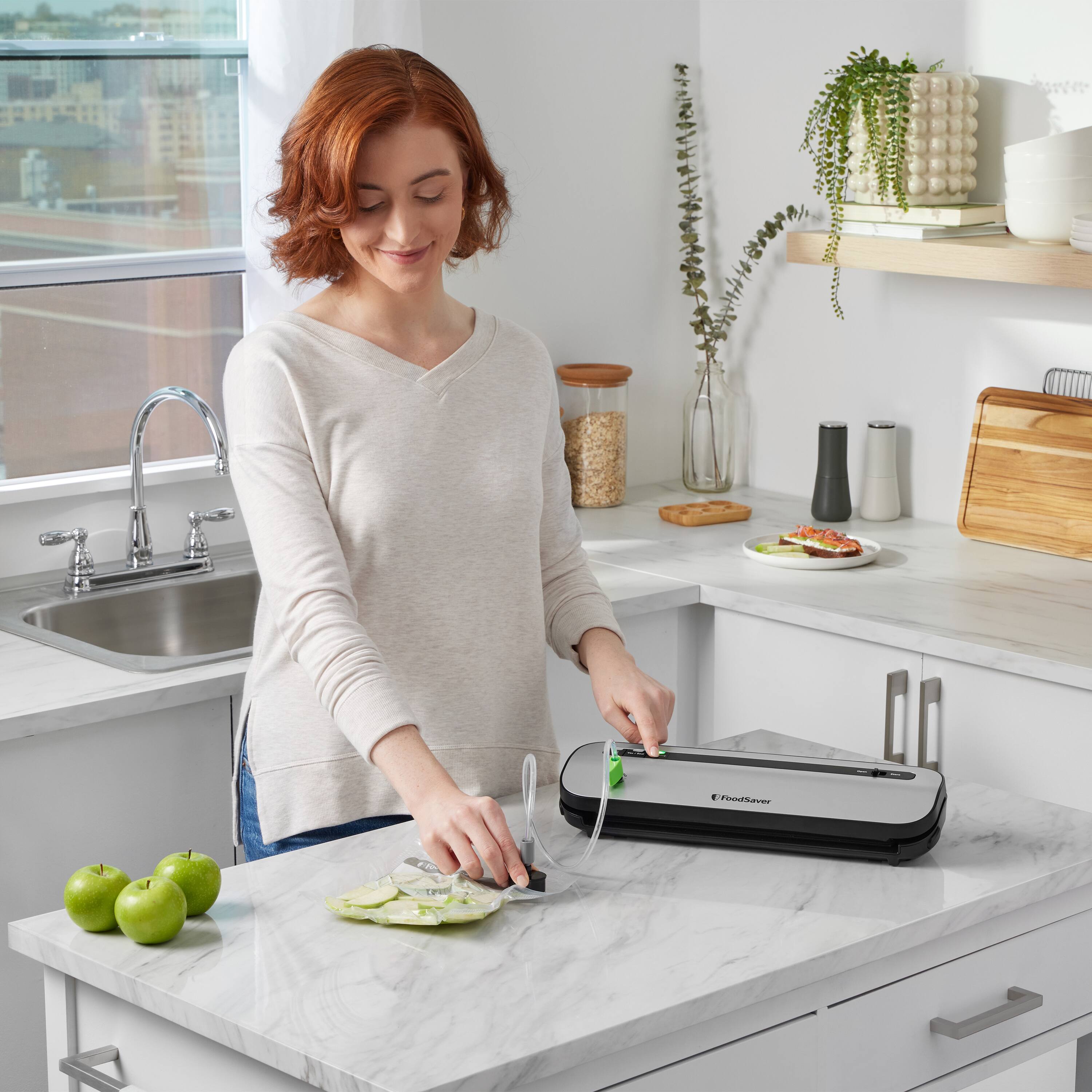 Alt View 1. FoodSaver - Space-Saving Vacuum Sealer with Bags and Roll - Silver.