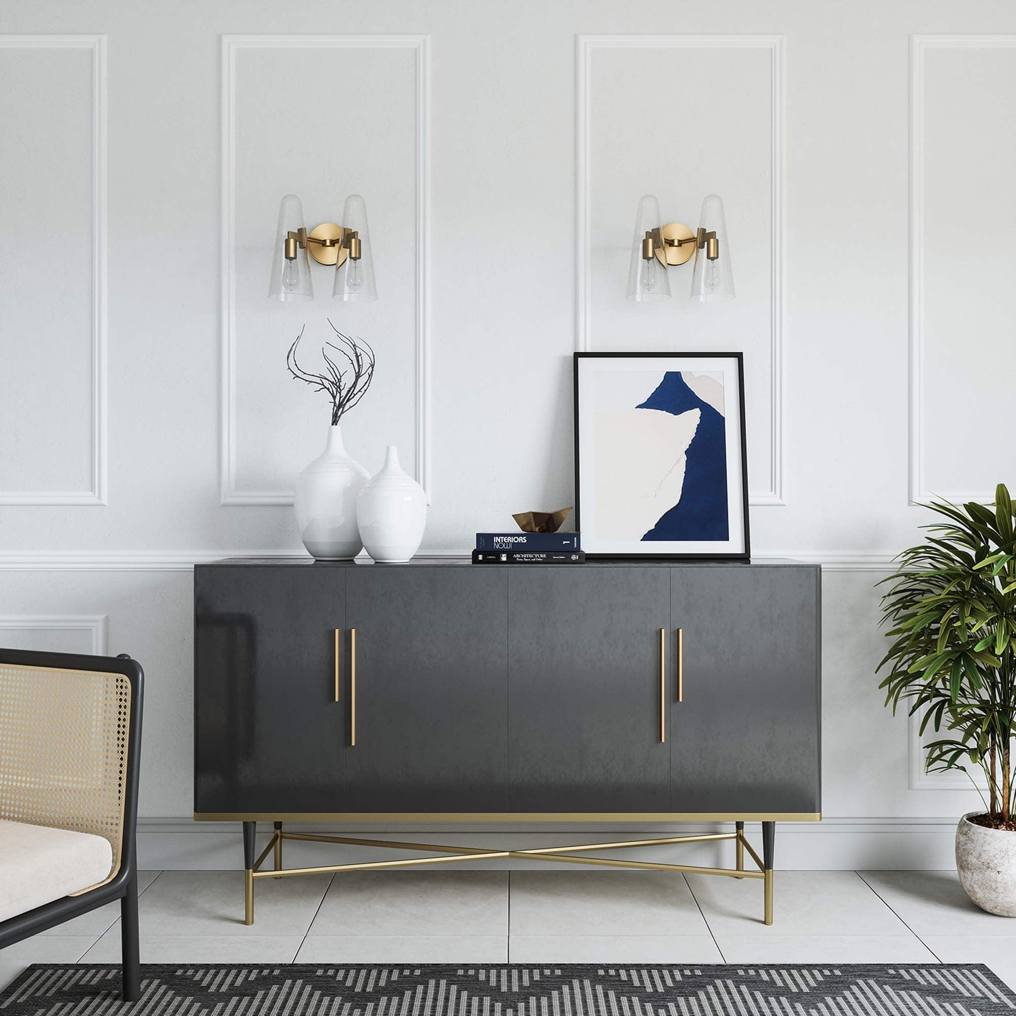 Beacon 2-Light Wall Sconce by Modway - Clear Satin Brass