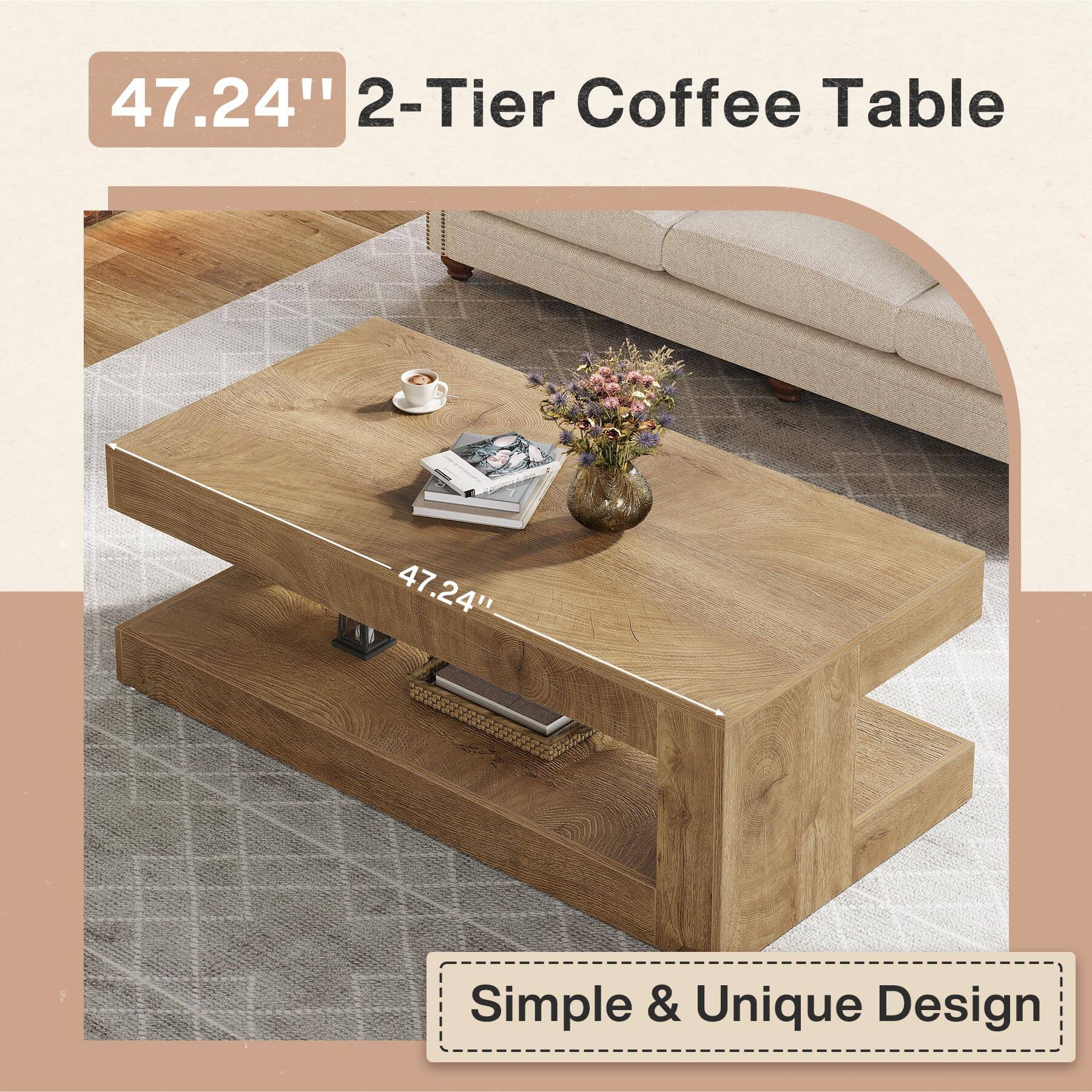Tribesigns Coffee Table for Living Room, 47.24