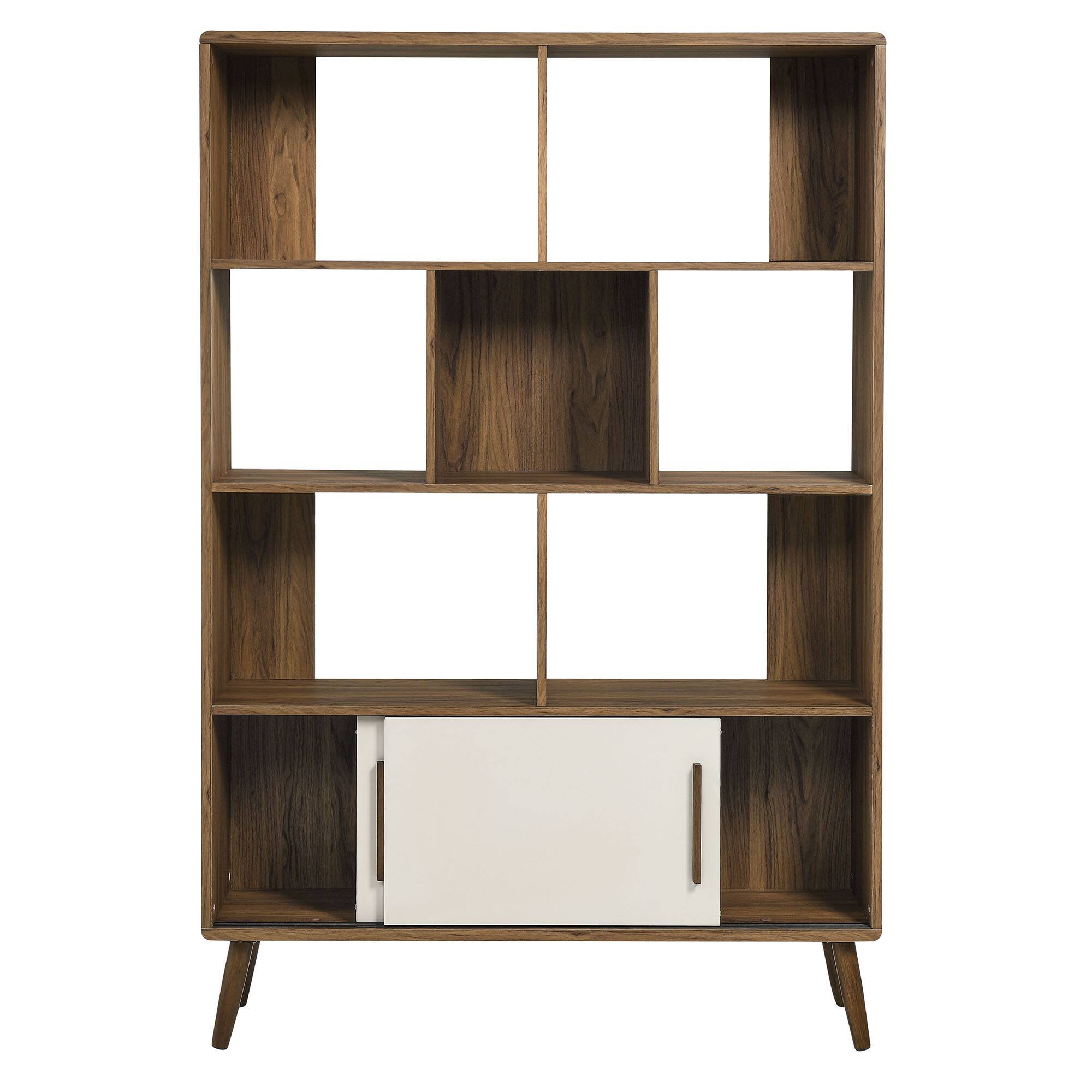Alt View 4. Modway - Transmit 45" Bookcase with Sliding Doors by Modway - Walnut Linen.
