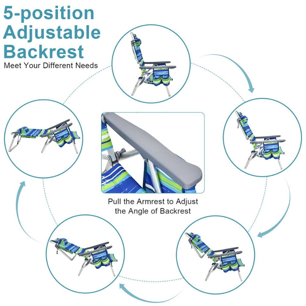 5-position Adjustable Backrest  
Meet Your Different Needs  

Pull the Armrest to Adjust the Angle of Backrest