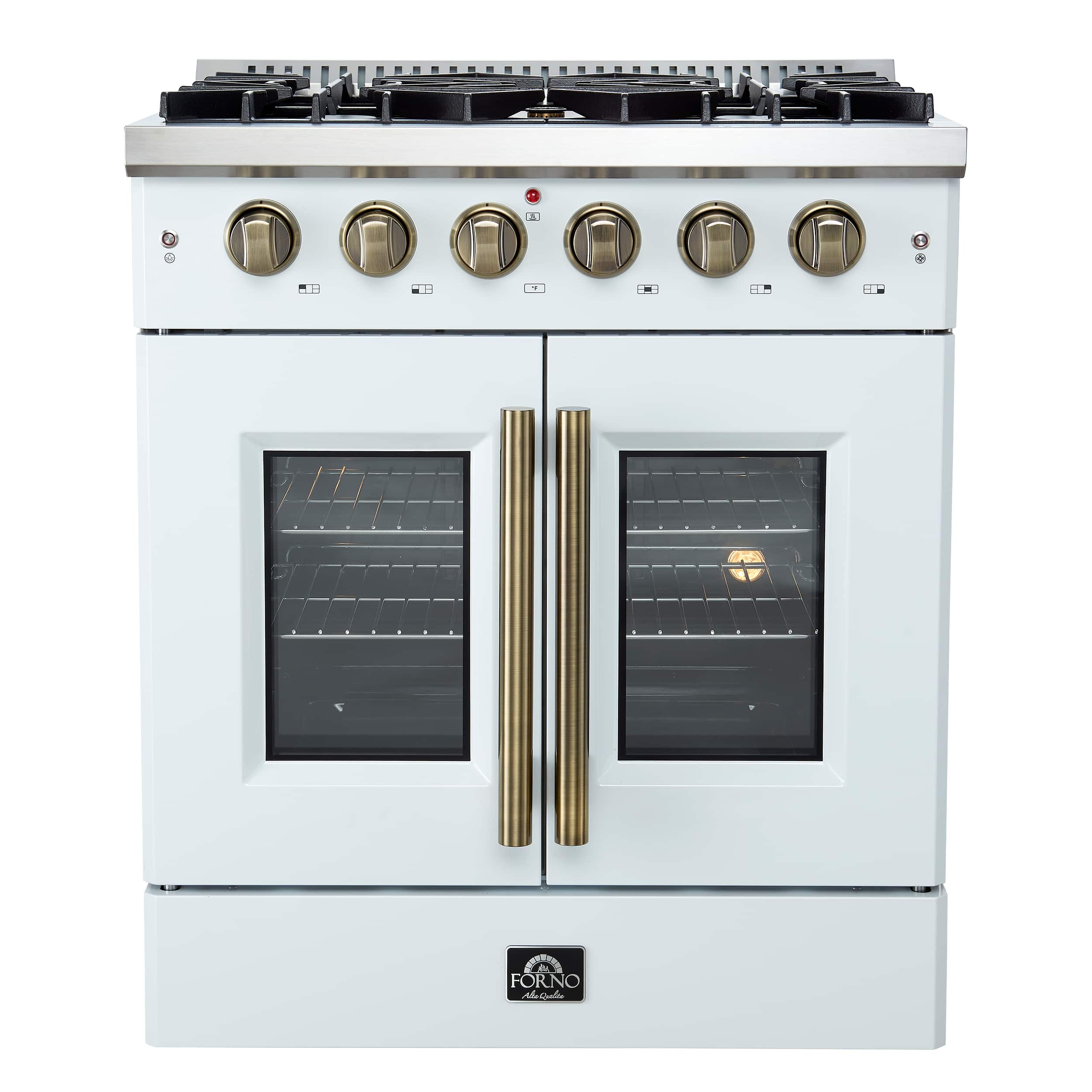 Forno Appliances - Galiano 4.32 Cu. Ft. Freestanding Gas Convection Range with French Door Design - White - Front_Zoom
