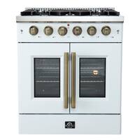 Forno Appliances - Galiano 4.32 Cu. Ft. Freestanding Gas Convection Range with French Door Design - White - Front_Zoom