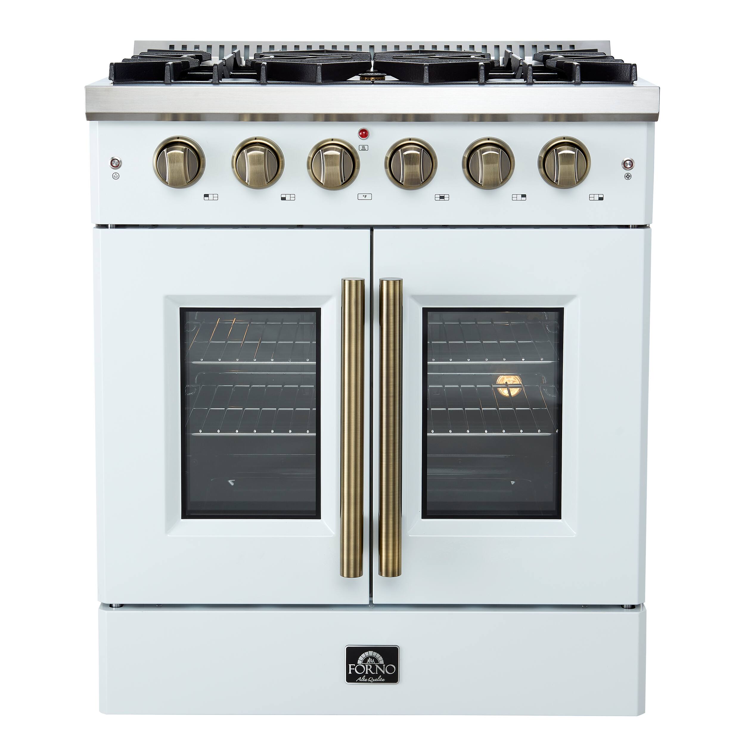 Forno Appliances - Galiano 4.32 Cu. Ft. Freestanding Gas Convection Range with French Door Design - White
