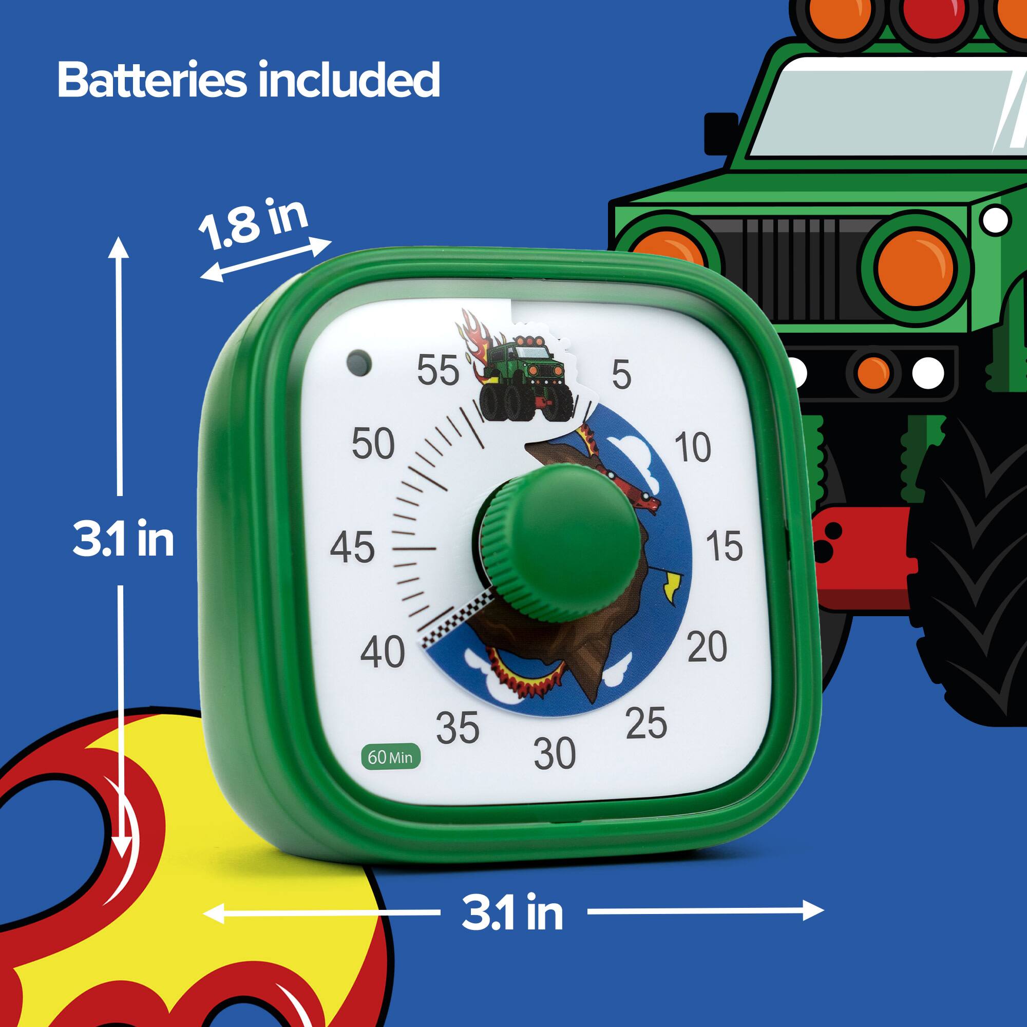 Batteries included

1.8 in

3.1 in

55 50 5 10 15 20 25 30 35 40 45

60 Min