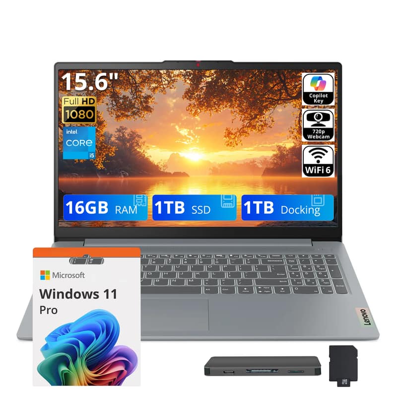 "Lenovo - Upgraded - IdeaPad Slim 3i 15.6"" FHD Laptop,Intel i5-1335U,16GB RAM,1TB SSD+1TB Dock,Intel UHD Graphics,Win 11 Pro,Grey - Gray" price history on PriceWatchPro