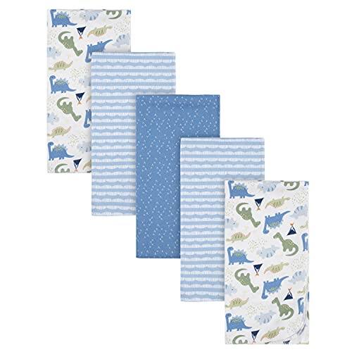 Pacoar Cade - Cotton Flannel Receiving Swaddle Blanket Woodland White 5 Count (pack Of 1) Includes five flannelblanketsSized 30" x - Dinosaur Blue-5-Pack