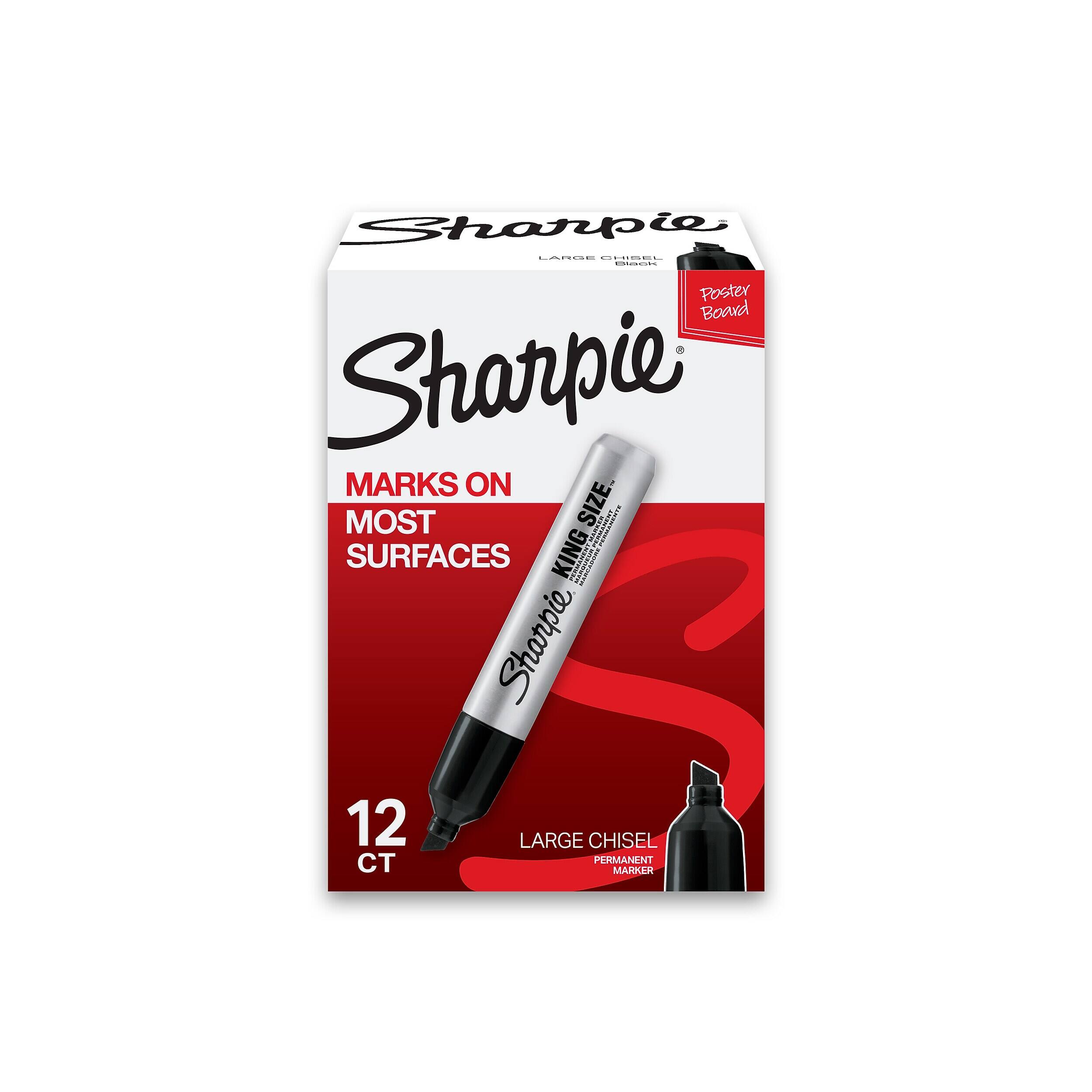 Sharpie LARGE CHISEL INK Poster Board Sharpie MARKS ON MOST SURFACES KING ............ Sharpie 12 LARGE CHISEL CT PERMANENT MARKER