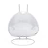 Front. LeisureMod - Leisuremod Modern 2-Person Outdoor Egg Swing White Wicker Chair with Stand, Plush Washable Cushions & Waterproof Cover - White.
