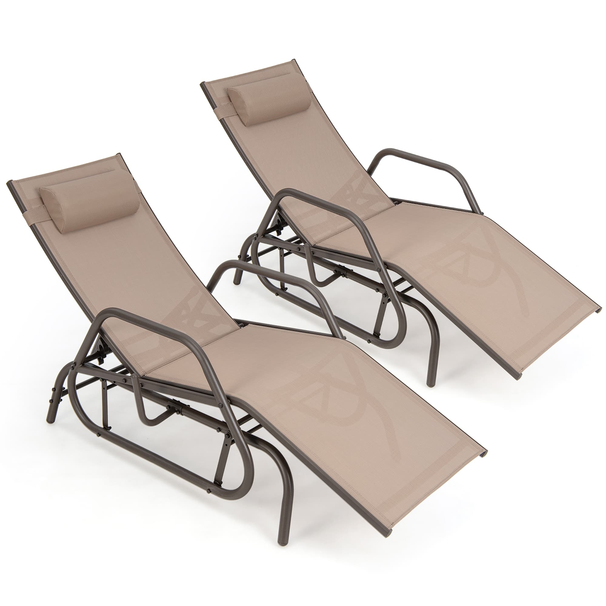 Costway - 2PCS Patio Chaise Lounge Glider Recliner Chair Adjustable Sturdy Frame Outdoor - Brown price history on PriceWatchPro