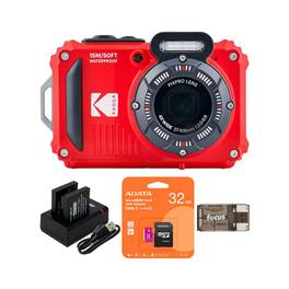 Kodak - PIXPRO WPZ2 16MP Waterproof Camera Red with 32GB Card 2 Batteries, Charger