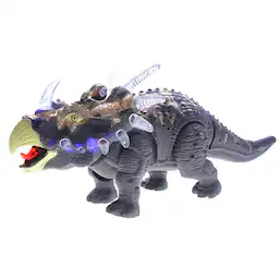Walking Triceratops Dinosaur Toy With Lights And Sounds, Gray