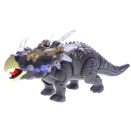 Front. JuzToys - Walking Triceratops Dinosaur Toy With Lights And Sounds, Gray - Gray.