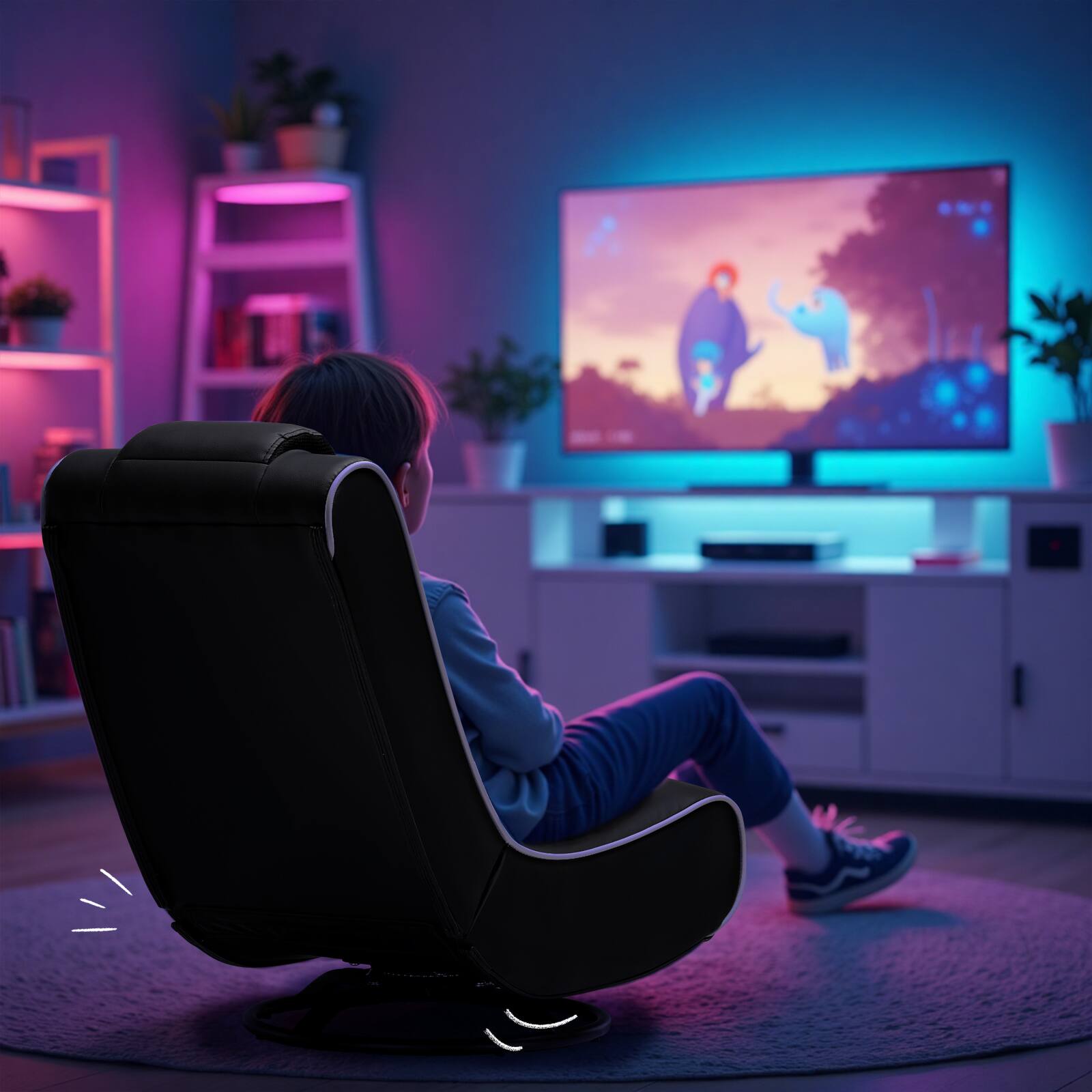 Alt View 2. GTPlayer - Floor Gaming Chair Foldable Swivel Floor Chairs 360° Multipurpose，Purple - Purple.