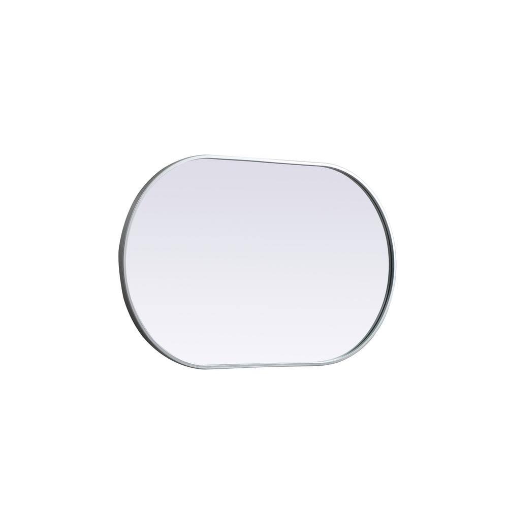 Left. Elegant Decor - Metal Frame Oval Mirror 24x40 Inch in Silver - Silver.