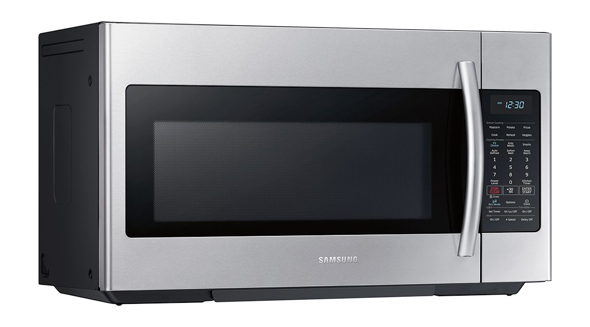 Samsung 1 8 Cu Ft Over The Range Fingerprint Resistant Microwave With Sensor Cooking Stainless Steel Fingerprint Resistant Stainless Steel Me18h704sfs Best Buy