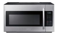 Front. Samsung - 1.8 cu. ft.  Over-the-Range Fingerprint Resistant  Microwave with Sensor Cooking - Stainless Steel.